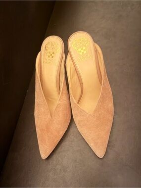 Vince Camuto Tan Suede Pointed Slip-On Mules